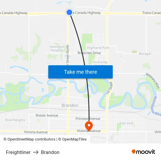 Freightliner to Brandon map