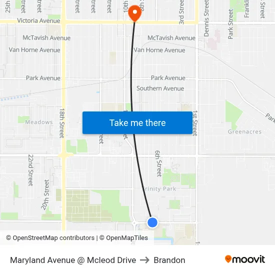Maryland Avenue @ Mcleod Drive to Brandon map