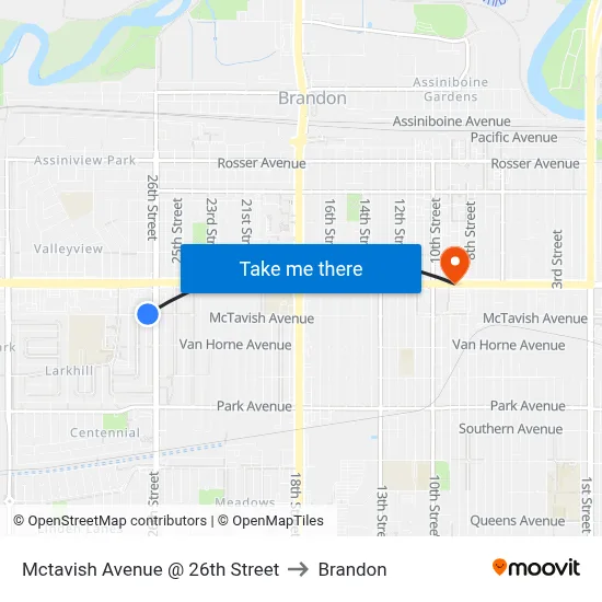 Mctavish Avenue @ 26th Street to Brandon map