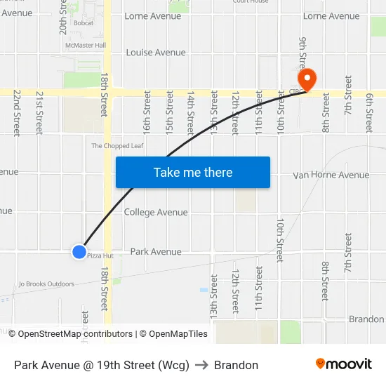 Park Avenue @ 19th Street (Wcg) to Brandon map