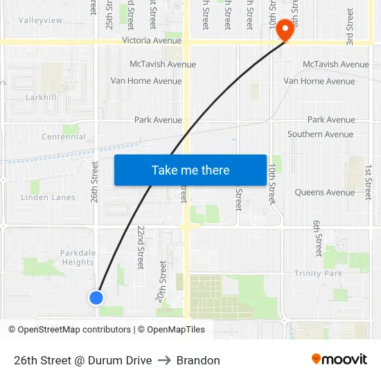 26th Street @ Durum Drive to Brandon map