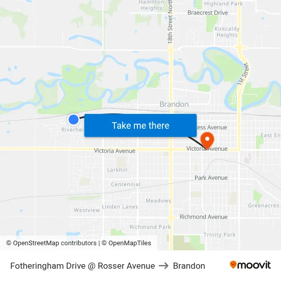 Fotheringham Drive @ Rosser Avenue to Brandon map