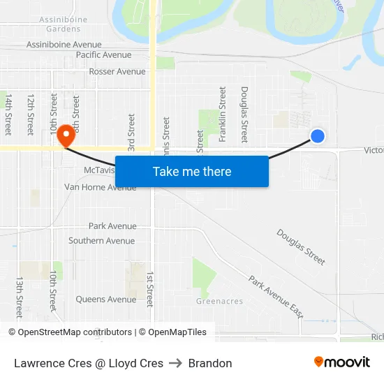Lawrence Cres @ Lloyd Cres to Brandon map