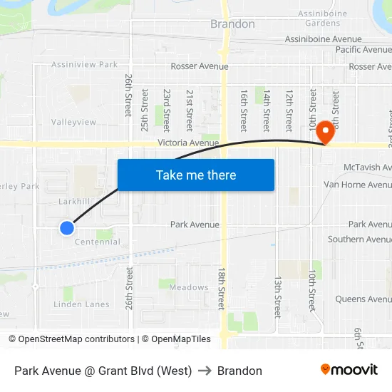 Park Avenue @ Grant Blvd (West) to Brandon map