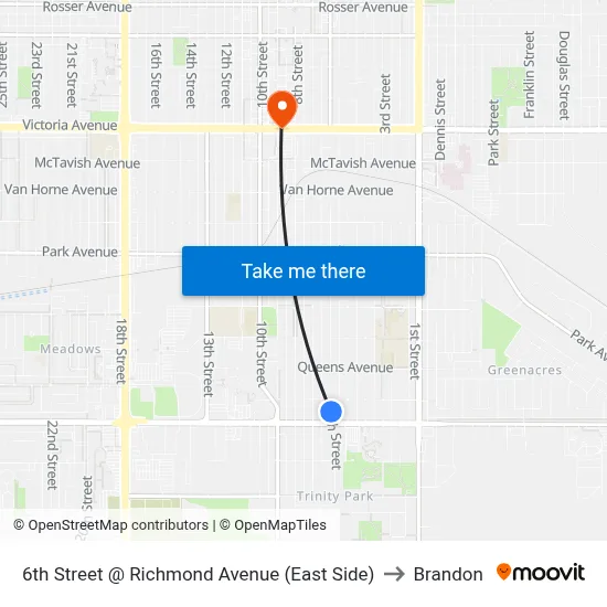 6th Street @ Richmond Avenue (East Side) to Brandon map