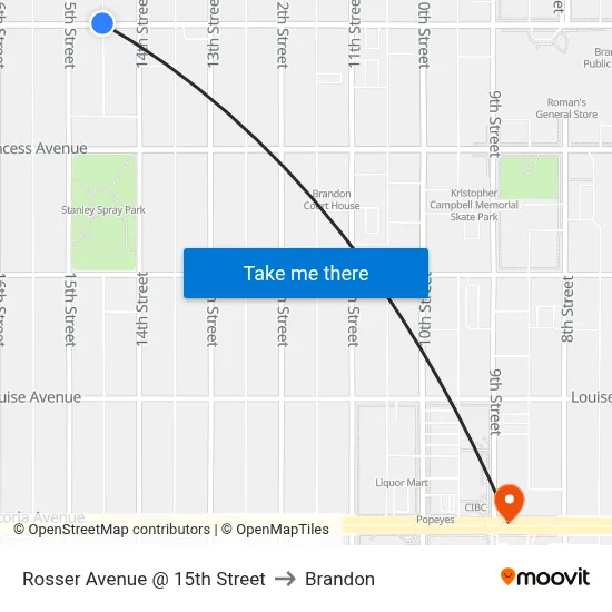 Rosser Avenue @ 15th Street to Brandon map