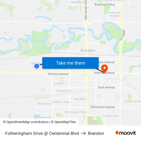 Fotheringham Drive @ Centennial Blvd to Brandon map