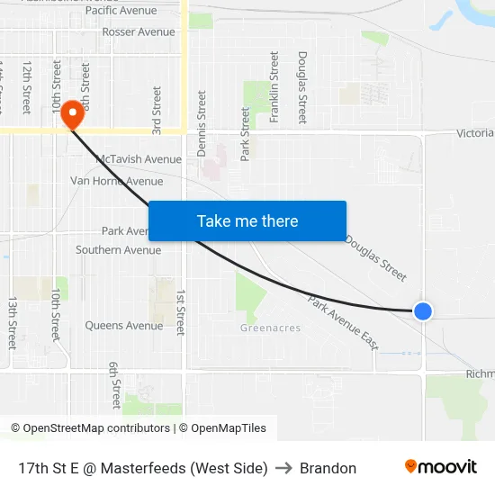 17th St E @ Masterfeeds (West Side) to Brandon map