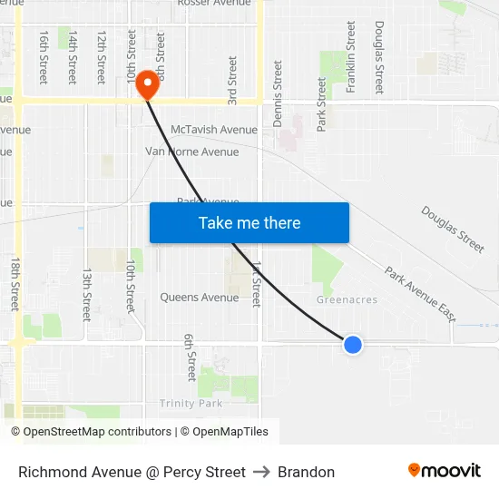 Richmond Avenue @ Percy Street to Brandon map