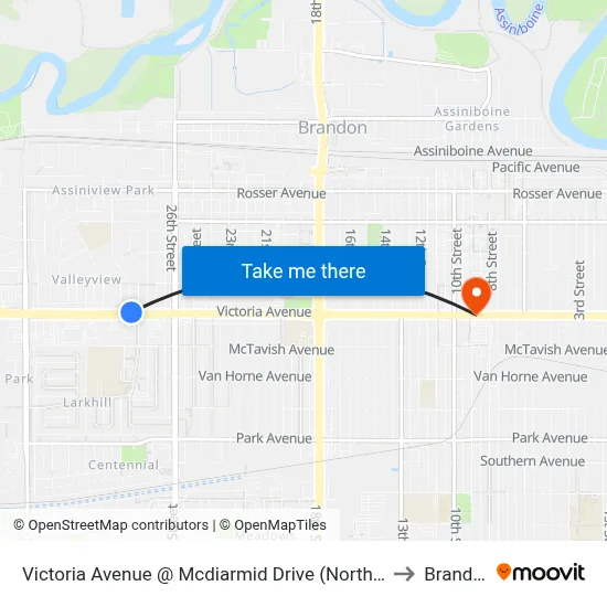 Victoria Avenue @ Mcdiarmid Drive (North Side) to Brandon map
