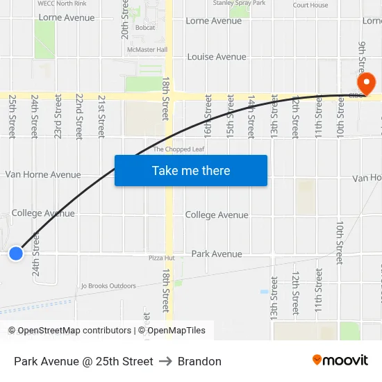 Park Avenue @ 25th Street to Brandon map
