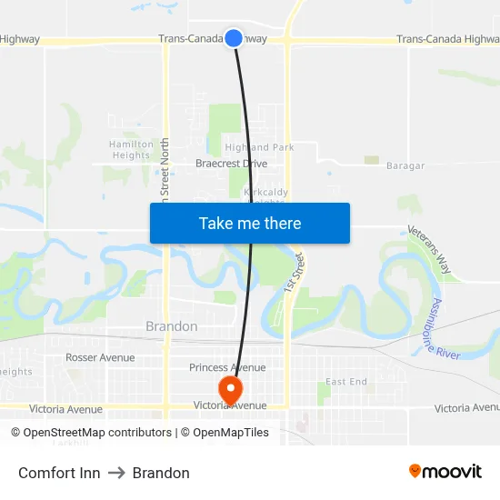 Comfort Inn to Brandon map