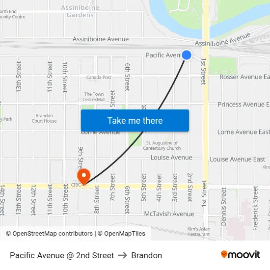 Pacific Avenue @ 2nd Street to Brandon map