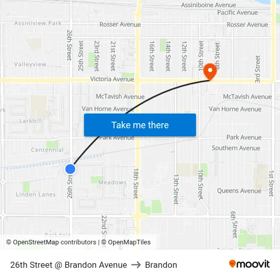 26th Street @ Brandon Avenue to Brandon map