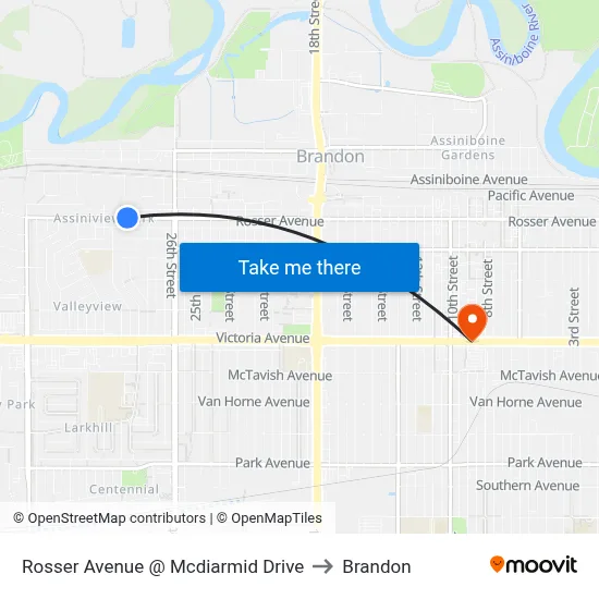 Rosser Avenue @ Mcdiarmid Drive to Brandon map