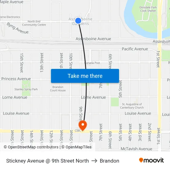 Stickney Avenue @ 9th Street North to Brandon map