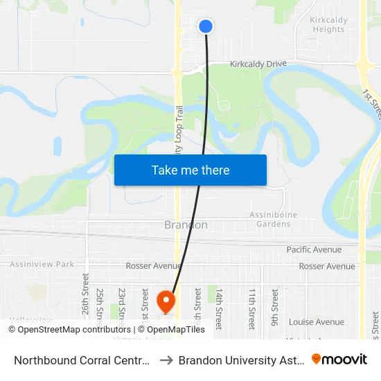 Northbound Corral Centre Access at Corral Centre to Brandon University Astronomical Observatory map