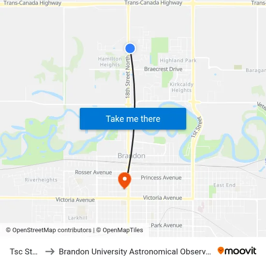 Tsc Store to Brandon University Astronomical Observatory map