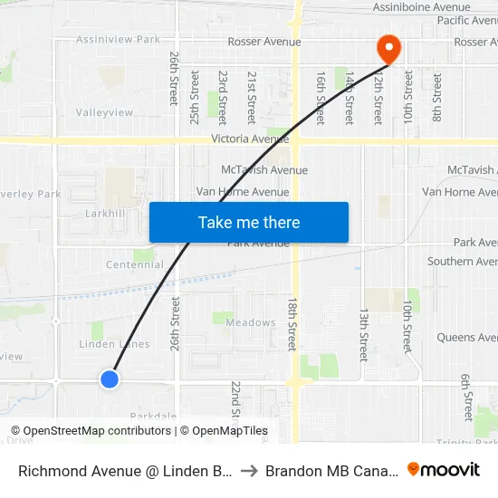 Richmond Avenue @ Linden Blvd to Brandon MB Canada map