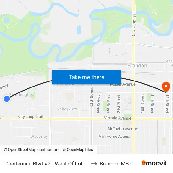 Centennial Blvd #2 - West Of Fotheringham to Brandon MB Canada map