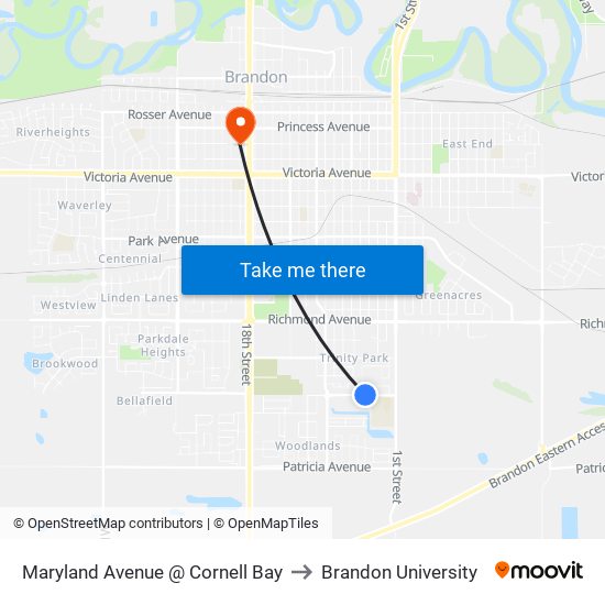 Maryland Avenue @ Cornell Bay to Brandon University map