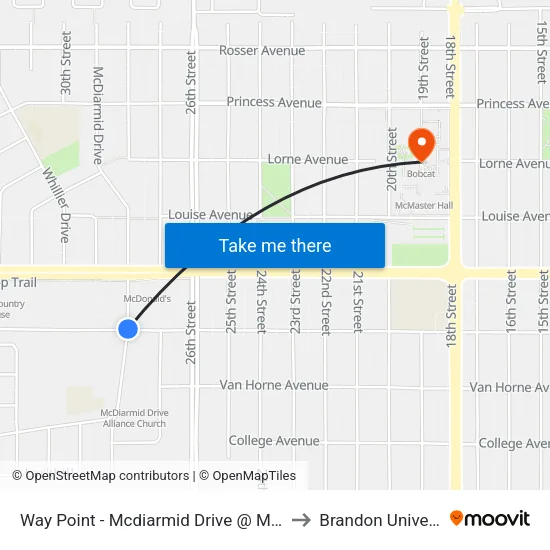 Way Point - Mcdiarmid Drive @ Mctavish to Brandon University map