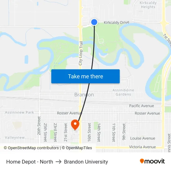 Home Depot - North to Brandon University map