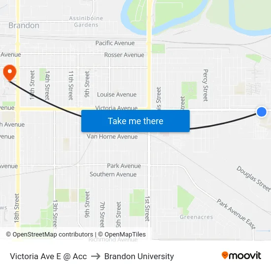 Victoria Ave E @ Acc to Brandon University map