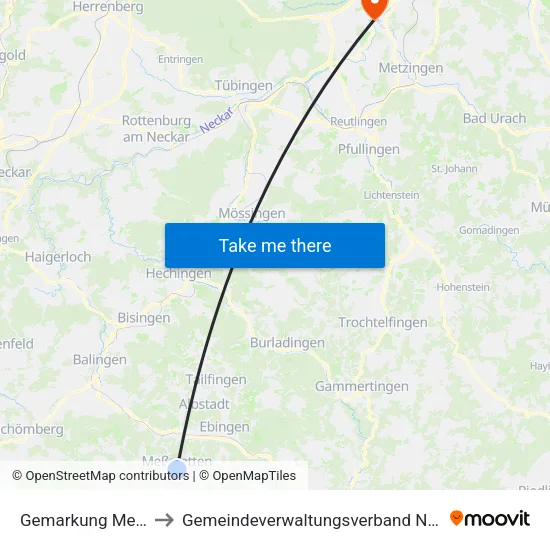 Gemarkung Meßstetten to Gemeindeverwaltungsverband Neckartenzlingen map