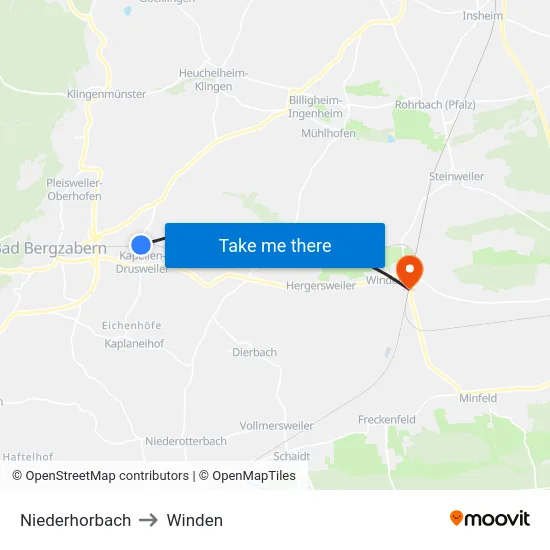 Niederhorbach to Winden map
