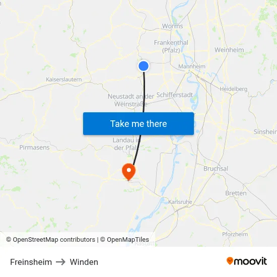 Freinsheim to Winden map