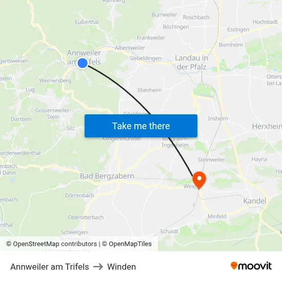 Annweiler am Trifels to Winden map