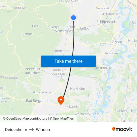 Deidesheim to Winden map