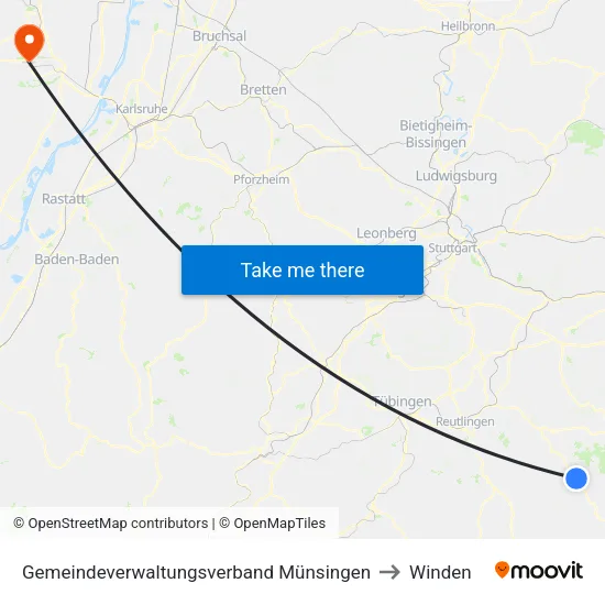 Gemeindeverwaltungsverband Münsingen to Winden map