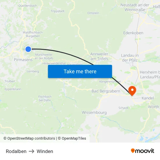 Rodalben to Winden map