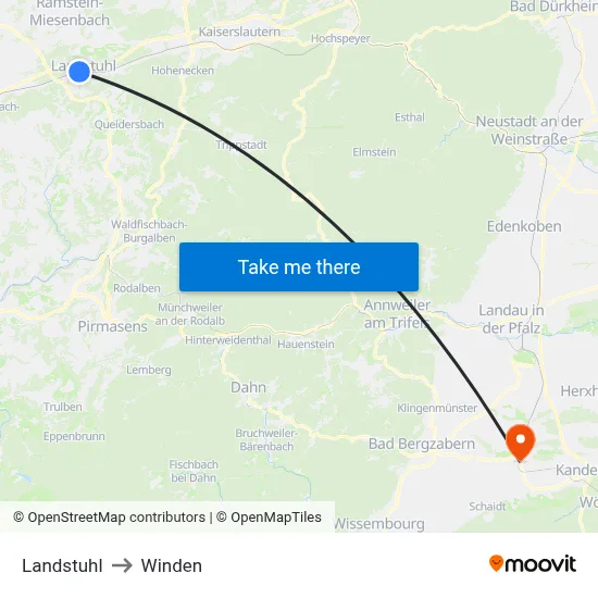 Landstuhl to Winden map