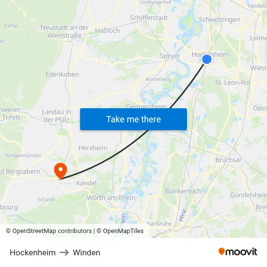 Hockenheim to Winden map
