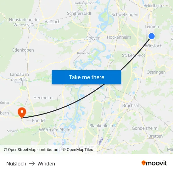 Nußloch to Winden map