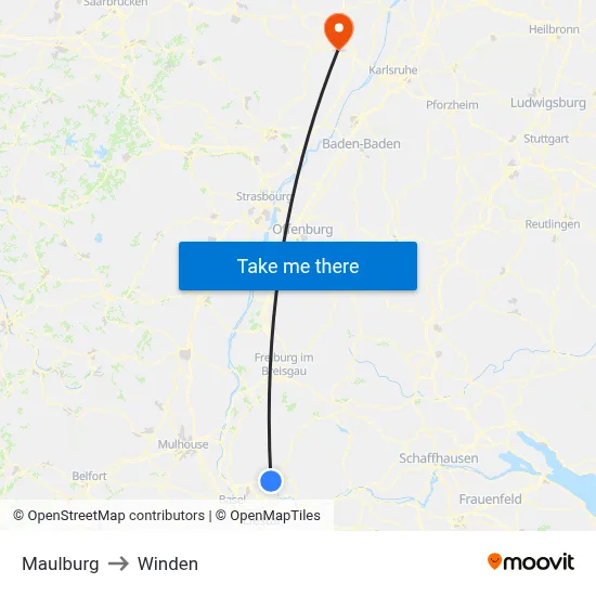 Maulburg to Winden map