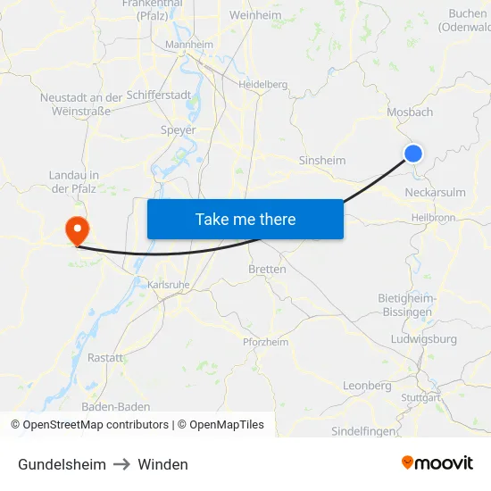 Gundelsheim to Winden map