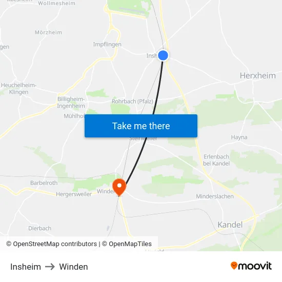 Insheim to Winden map