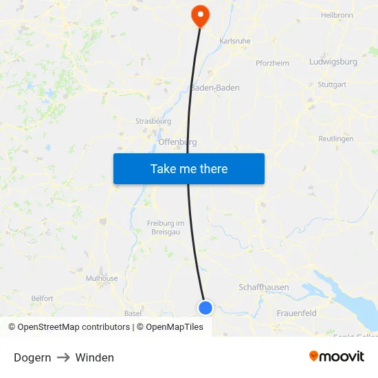 Dogern to Winden map