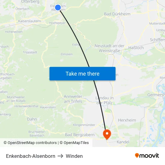 Enkenbach-Alsenborn to Winden map