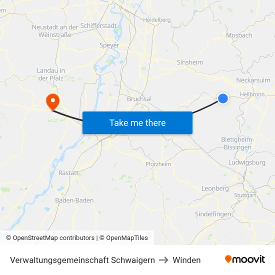 Verwaltungsgemeinschaft Schwaigern to Winden map