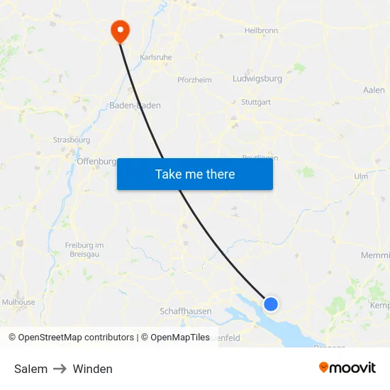 Salem to Winden map