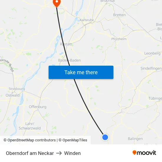 Oberndorf am Neckar to Winden map