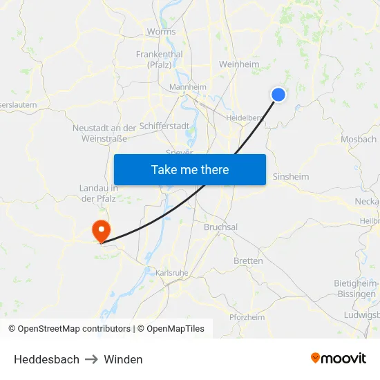 Heddesbach to Winden map