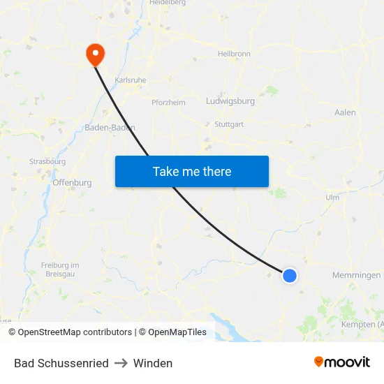 Bad Schussenried to Winden map