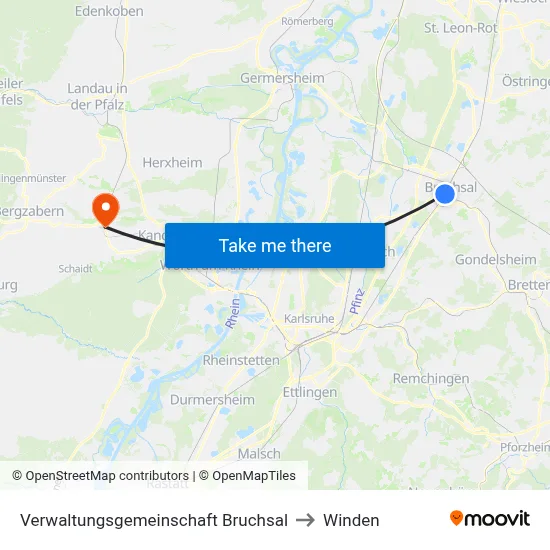 Verwaltungsgemeinschaft Bruchsal to Winden map