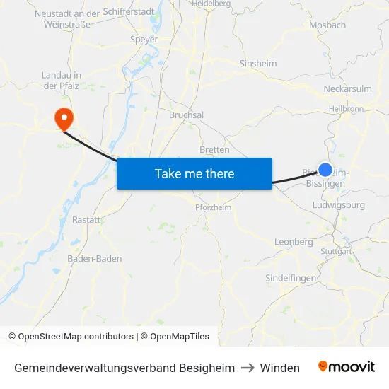 Gemeindeverwaltungsverband Besigheim to Winden map